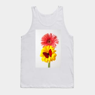 Red Butterfly On Yellow Mum With Pink One Tank Top